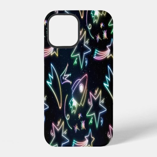 neon raketster iPhone hoesje (Achterkant)