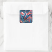 neon rand reigerstickers vierkante sticker (Tas)