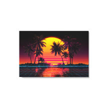 Neon Raster Palm Zonsondergang