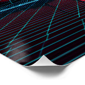 Neon Raster Palm Zonsondergang Perfect Poster (Hoek)