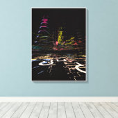 Neon Raster 's Nachts Canvas Afdruk (Insitu (Houten vloer))