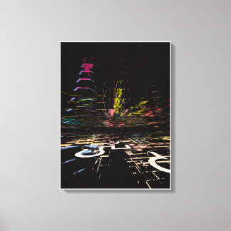 Neon Raster 's Nachts Canvas Afdruk