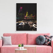 Neon Raster 's Nachts Canvas Afdruk (Insitu (Woonkamer))