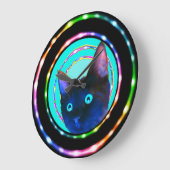 NEON RAVE CRAZY KAT CLOCK GROTE KLOK (Hoek)