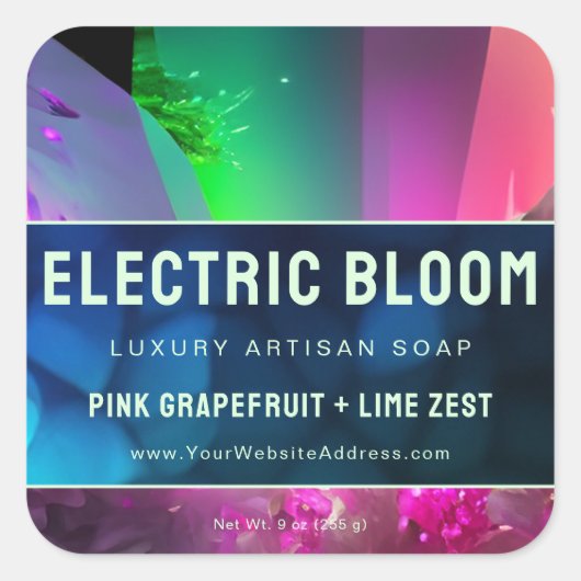 Neon Rave-geïnspireerde Crystal Blue Product Label (Voorkant)