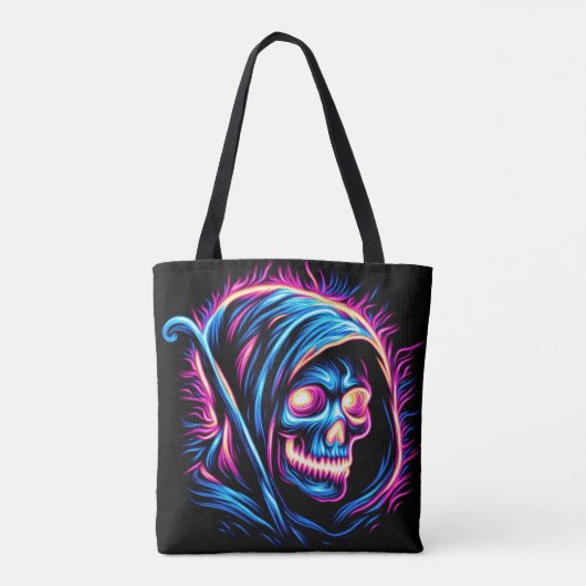 Neon Reaper Glow - Skull Bag Tote Bag (Achterkant)