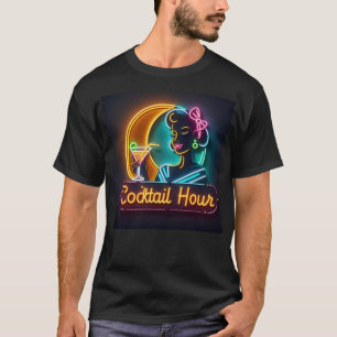 Neon reclamebord Mid Century Cocktailuur Vrouw T-shirt