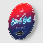 Neon Red Blue Script Pa's of een naambalk Grill Grote Klok (Hoek)