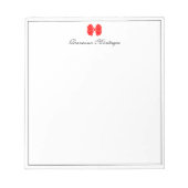 Neon Red Bow Border Script Custom Name Script Notitieblok (Voorkant)
