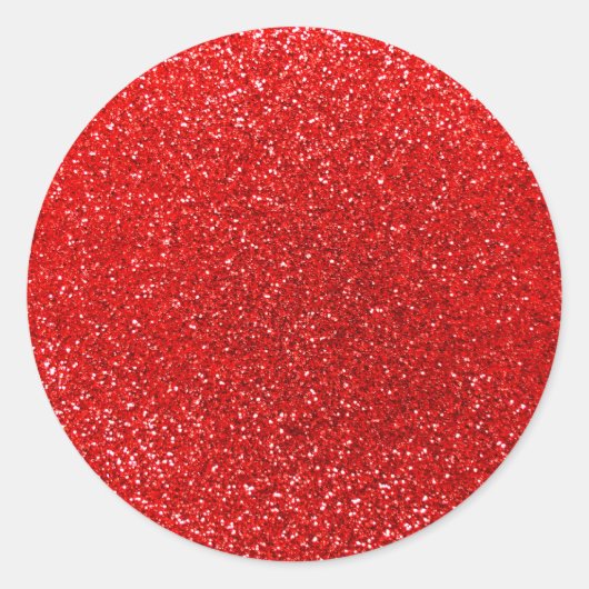 Neon red glitter ronde sticker (Voorkant)