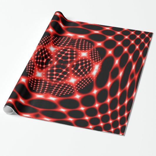 Neon red glob fractal cadeaupapier (Uitgerold)