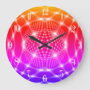 Neon red glob fractal grote klok