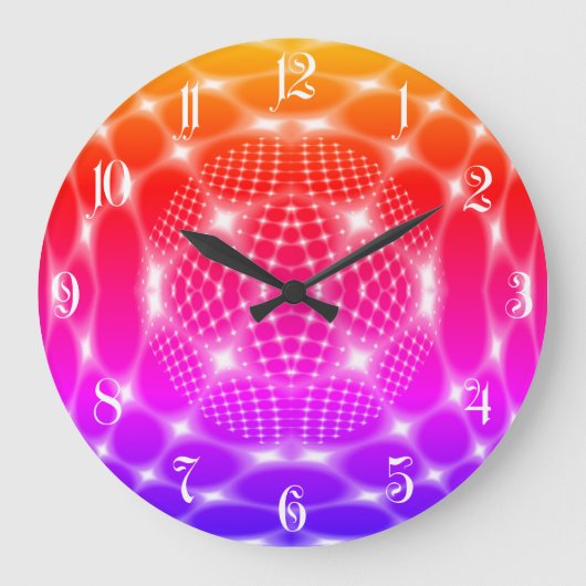 Neon red glob fractal grote klok (Voorkant)