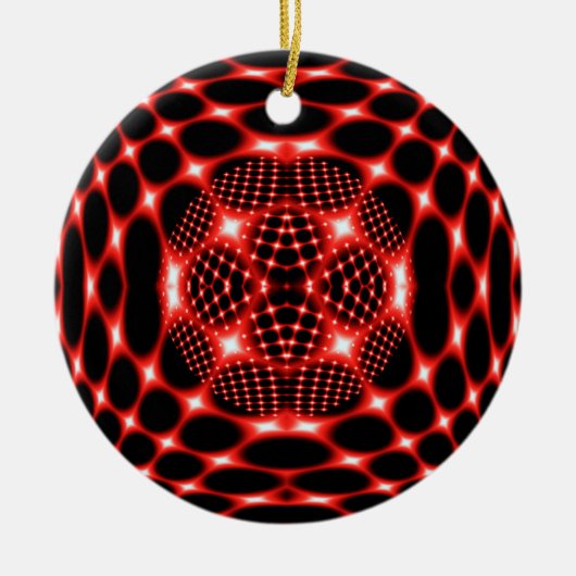 Neon red glob fractal keramisch ornament (Voorkant)