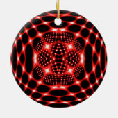 Neon red glob fractal keramisch ornament (Achterkant)
