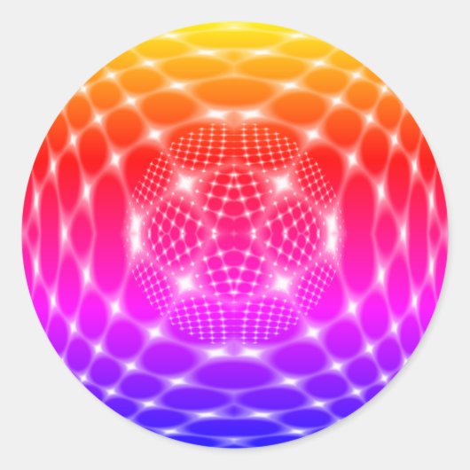 Neon red glob fractal ronde sticker (Voorkant)