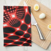 Neon red glob fractal theedoek (Quarter Fold)