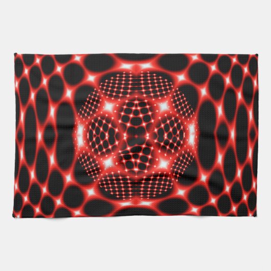 Neon red glob fractal theedoek (Horizontaal)