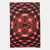 Neon red glob fractal theedoek (Verticaal)