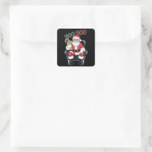 Neon Red Green Santa Claus Gezegde Hoo Hoo Vierkante Sticker (Tas)
