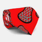 Neon red lacrosse sticks patroon stropdas (Opgerold)