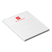 Neon Red Modern Lined Chic Trendy Monogram  Notitieblok (Schuin)