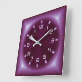 Neon red modern vierkante klok (Hoek)