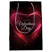 Neon Red Valentijn Heart Amid Red Stars Medium Cadeauzakje (Voorkant)