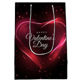 Neon Red Valentijn Heart Amid Red Stars Medium Cadeauzakje (Achterkant)
