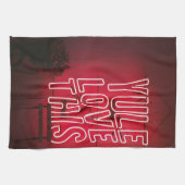 Neon Red Yule Love Deze keuken Theedoek (Horizontaal)