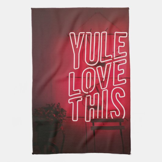 Neon Red Yule Love Deze keuken Theedoek (Verticaal)