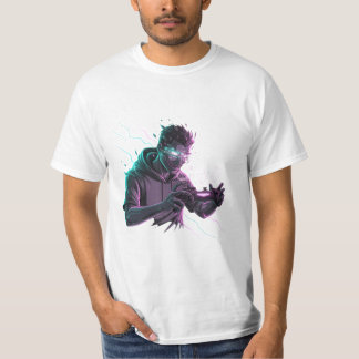 Neon Reflex Digitale Gamer Energie Kunst T-shirt