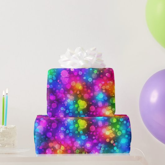 Neon Regenboog Bokeh Lichten Abstract Cadeaupapier (Feestgeschenken)