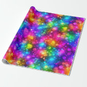 Neon Regenboog Bokeh Lichten Abstract Cadeaupapier (Uitgerold)