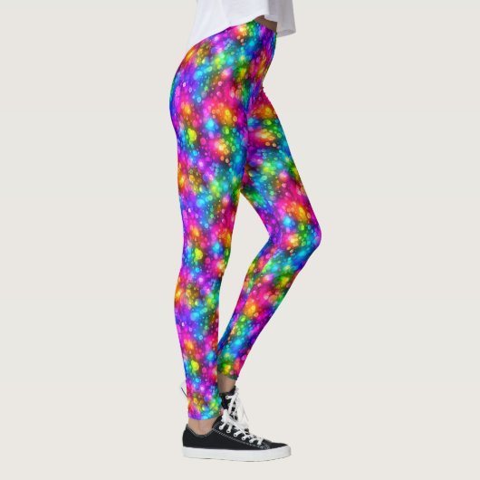 Neon Regenboog Bokeh Lichten Abstract Leggings (Rechts)