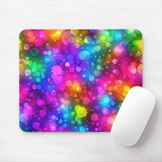 Neon Regenboog Bokeh Lichten Abstract Muismat (Met muis)