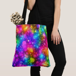 Neon Regenboog Bokeh Lichten Abstract Tote Bag