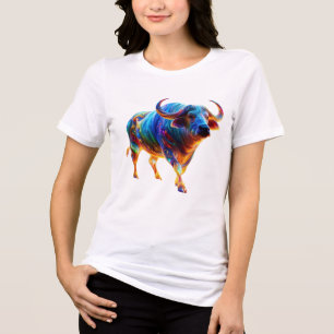 Neon Regenboog Buffalo Kunstwerk Tri-Blend Shirt