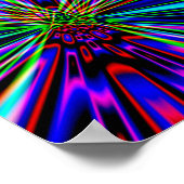 Neon Regenboog Explosie Abstracte Digitale Kunst Poster (Hoek)
