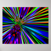 Neon Regenboog Explosie Abstracte Digitale Kunst Poster (Voorkant)