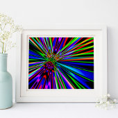 Neon Regenboog Explosie Abstracte Digitale Kunst Poster