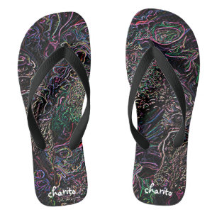 Neon Regenboog Gemarmerde Lijnen Bellen Levendig Z Teenslippers