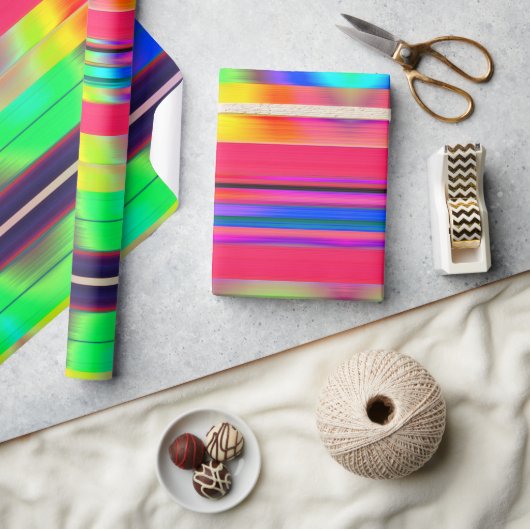 Neon regenboog gestreept inpakpapier (Crafts)