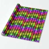 Neon Regenboog Glans Strepen Cadeaupapier (Uitgerold)