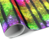 Neon Regenboog Glans Strepen Cadeaupapier (Rol Hoek)