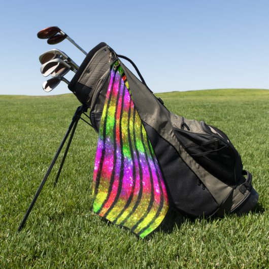 Neon Regenboog Glans Strepen Golfhanddoek (Groen)