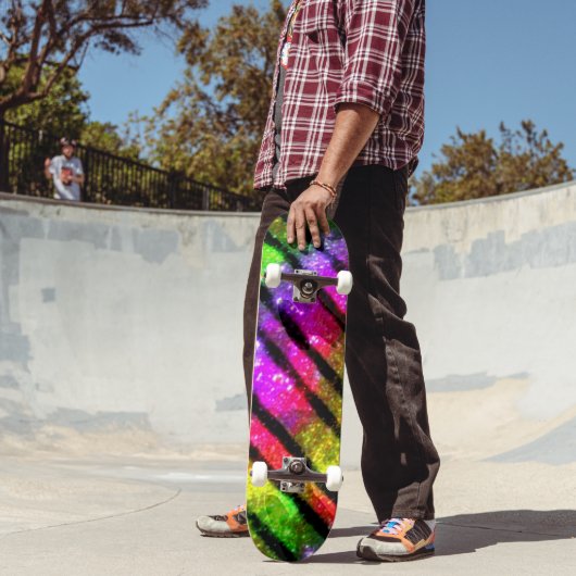 Neon Regenboog Glans Strepen Persoonlijk Skateboard (Buiten 2)