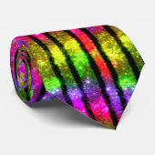 Neon Regenboog Glans Strepen Stropdas (Opgerold)