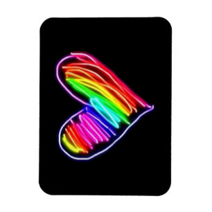 Neon Regenboog Hart T-shirt  Liefde Pride LGBQT Ma Magneet
