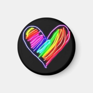 Neon Regenboog Hart T-shirt Liefde Pride LGBQT Ma Magneet